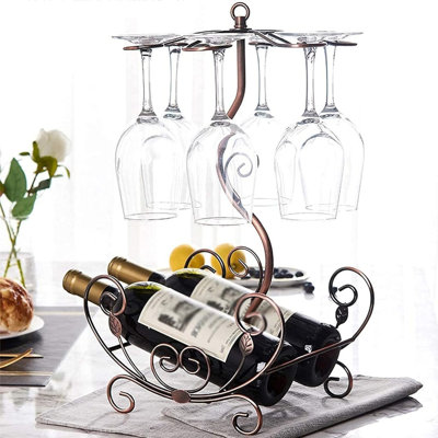 Denooyer Countertop Wine Rack with Glass Holder Freestanding Tabletop Wine Glasses Display Rack Only by Charlton Home