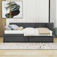 Naoyuki Full Size Linen Daybed with 2 Drawers