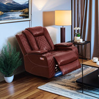 Reinout 37" Wide Vegan Leather Home Theater Recliner by Latitude Run