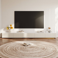 Delorme Modern TV Stands with Glossy Sintered Stone, White Media Console with 4-6 Drawers for Living Room