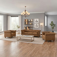 Jhosep 3 Piece Faux Leather Chesterfield Living Room Set