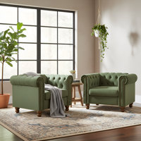 Jumal 2 Piece Velvet Chesterfield Living Room Chairs Set