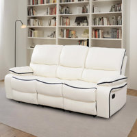 Daniyaal Faux Leather Manual Reclining Living Room Sofa with Drop-down Table by Brayden Studio