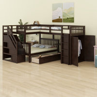 Janai Kids Twin-Twin Over Full Bunk Bed with Drawers by Harriet Bee