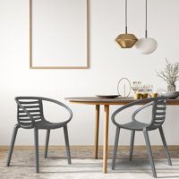 Modern Stacking Patio Dining Armchair Indoor/Outdoor (Set Of 2) Taupe by Latitude Run