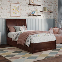 Lamayia Solid Wood Sleigh Platform Bed with Footboard & Roll Out Trundle by Red Barrel Studio