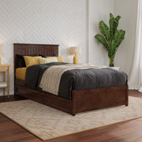 Darlean Solid Wood Trundle Platform Bed with Footboard & Roll Out Trundle by Millwood Pines