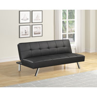Doyline Twin 66.5" Wide Faux Leather Tight Back Convertible Sofa
