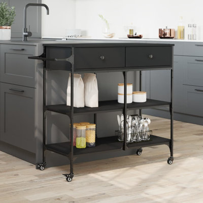 Ebern Designs Kitchen Trolley Smoked Oak 41.3"X16.5"X37.4" Engineered Wood by Ebern Designs