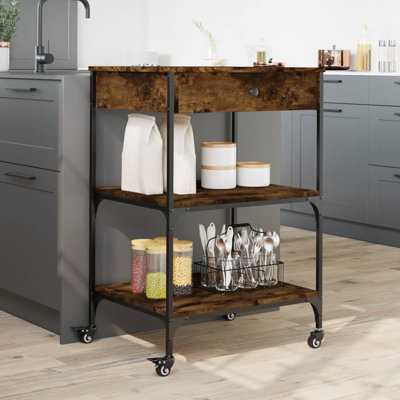 Ebern Designs Kitchen Trolley Black 23.6"X18.9"X35.2" Engineered Wood by Ebern Designs