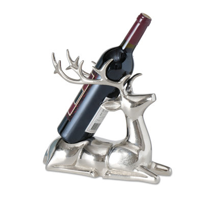 Recumbent Deer Wine Bottle Holder, 11.75 Inches by Ebern Designs