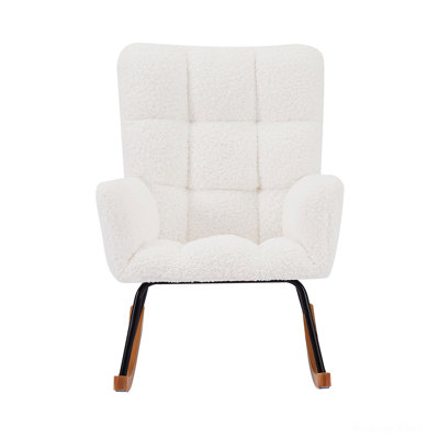 Comfy Upholstered Lounge Chair Rocking Chair With High Backrest