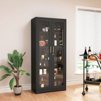 71"H Display Storage Metal Cabinet with Glass Door by Latitude Run