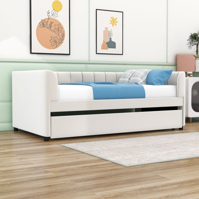 Aadan Twin Size Upholstered Daybed with Twin Size Trundle by Mercer41