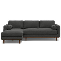 Morrison Large Left Sectional Sofa,Mid-Century Modern Couch with Chaise Lounge and Eco-Friendly Woven-Blend Fabric by Simpli Home