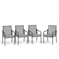 Metal Frame Outdoor Patio Dining Chairs With Cushions by Red Barrel Studio