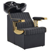 Yuliett Backwash Shampoo Station barber Chair and Bowl, Tilting Porcelain Ceramic Basin Sink