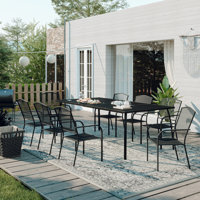 Rasmine Outdoor Dining Set with Mesh Design