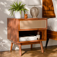 Arnitra Solid Wood Nightstand With Rattan by Bay Isle Home