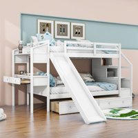 Janayiah Twin over Twin 4 Drawer Standard Bunk Bed with Built-in-Desk by Harriet Bee