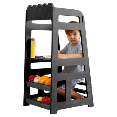 Jaqual 2 - Step Stools for Kids, Adjustable Height Toddler Montessori Wooden Tower by Harriet Bee