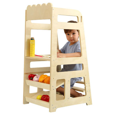 Jaqual 2 - Step Stools for Kids, Adjustable Height Toddler Montessori Wooden Tower by Harriet Bee