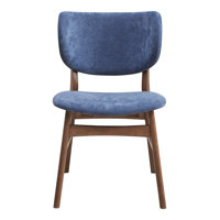Bevis Upholstered Side Chair in Blue and Walnut (Set of 2) by George Oliver