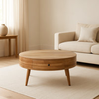 Delontay Solid Wood Four Leg Coffee Table with Storage by Millwood Pines