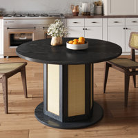 Cashus 47" Round Pedestal Dining Table for 4-6 People by Wade Logan