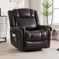 Ragh 37.4" Wide Manual Faux Leather Swivel Rocking Recliner with Massage & Heating by Red Barrel Studio