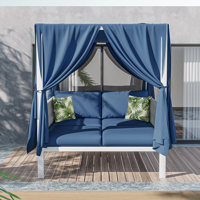 Petworth 57.5" Metal Outdoor Patio Daybed With Cushions