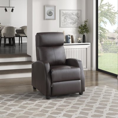 Saier 27" Modern & Contemporary Push Back Faux Leather Reclining Chair with Exposed Black Faux Wood Feet, Push-Back Recline
