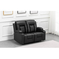 Recliner Sofa Set, Manual Reclining Chair Loveseats with Cup Holders, Chanah Bonded Leather Recliner Sofa Home Theater Seating Suitable for Living Roo by Latitude Run