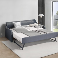 Renell Upholstered Twin Daybed with Pull-Out Trundle and 2 USB Charging by Red Barrel Studio