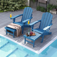 Mahowny High - Density Polyethylene Folding Adirondack Chair with Ottoman (Set of 2) by Dovecove