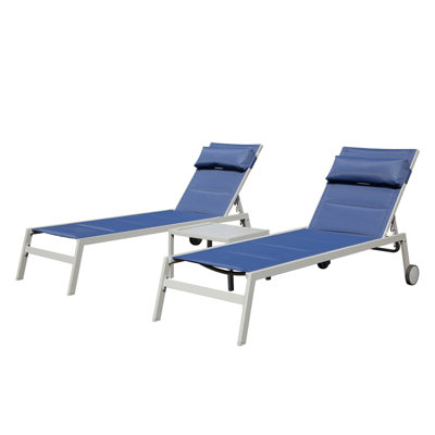 Keimyah Outdoor Powder Coated Aluminum Chaise Lounge Set with Table by Latitude Run