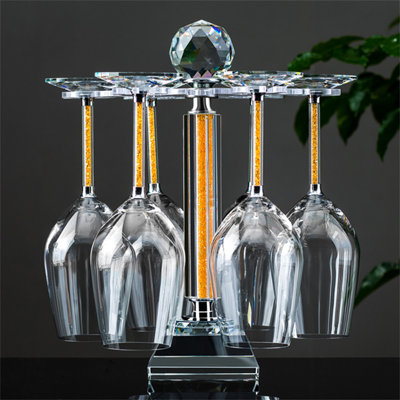 Keirstan Desktop Crystal Glass Stemware Rack Wine Glass Storage Holder Stand Air Drying Rack Only by Wrought Studio