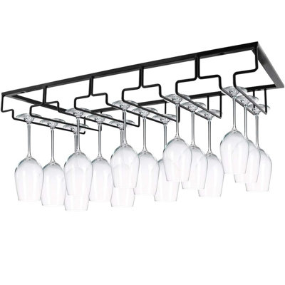 Dhanishta Wine Glass Rack Under Cabinet Stemware Holder Metal Wine Glass Organizer by Prep & Savour