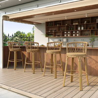Bhawana PE Wicker Outdoor 28.75 Bar Stool by Bayou Breeze