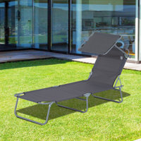 Outsunny Outdoor Lounge Chair, Adjustable Folding Chaise Lounge with Sun Shade by Ebern Designs