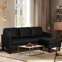 Kivita L Shaped Faux Leather Sectional Sofa with Chaise for Small Space by Ebern Designs
