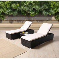 Rajana Outdoor Wicker Chaise Lounge with Table by Ebern Designs