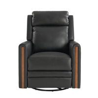 Regazzi Genuine Leather Swivel Rocking Power Recliner Built-in USB Port with Adjustable Headrest