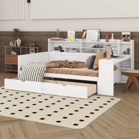 Vrishin Wooden Full Size Multi-functional Bed with Two Storage Drawers and Study Desk by Red Barrel Studio