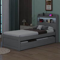 Dawndee Platform Bed with Storage LED Headboard, Charging Station