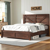 Tryston Farmhouse Bed Frame with 49.2" Barn Door Headboard