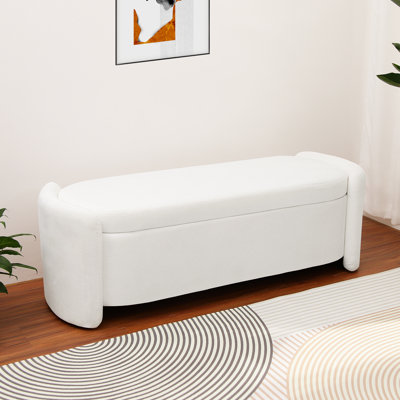 Idylwood Upholstered 51.2" Oval Velvet Flip Top Storage Bench Bed End Stool Ottoman by Ebern Designs