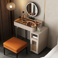 Claria High-quality Makeup Vanity set, Glass Top,Expandable, Corner,Includes makeup stool,Very easy to assemble by 17 Stories