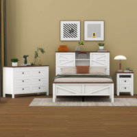 Jarrid 3-Pieces Sets Full Farmhouse Bed with Double Sliding Door Headboard, Nightstand and Dresser by Loon Peak