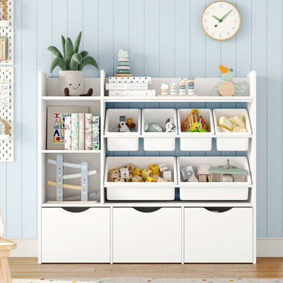 Bookcase with toys Organizer, 3 Removable Drawers by Latitude Run